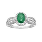 10k White Gold Emerald & 1/5 Carat T.w. Diamond Halo Ring, Women's, Green