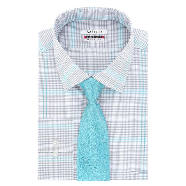 Men's Van Heusen Regular-fit Flex Collar Dress Shirt & Tie, Size: 2x-34/35, Light Blue