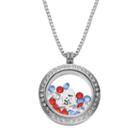Blue La Rue Crystal Stainless Steel 1-in. Round Star & Usa Charm Locket - Made With Swarovski Crystals, Women's