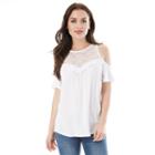 Juniors' Iz Byer California Crinkle Cold Shoulder Top, Teens, Size: Large, White Oth