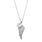 Sterling Silver Diamond Accent Love Heart Charm & Angel Wing Pendant, Women's, Size: 18, White