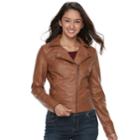 Juniors' J-2 Moto Faux-leather Jacket, Teens, Size: Medium, Dark Brown