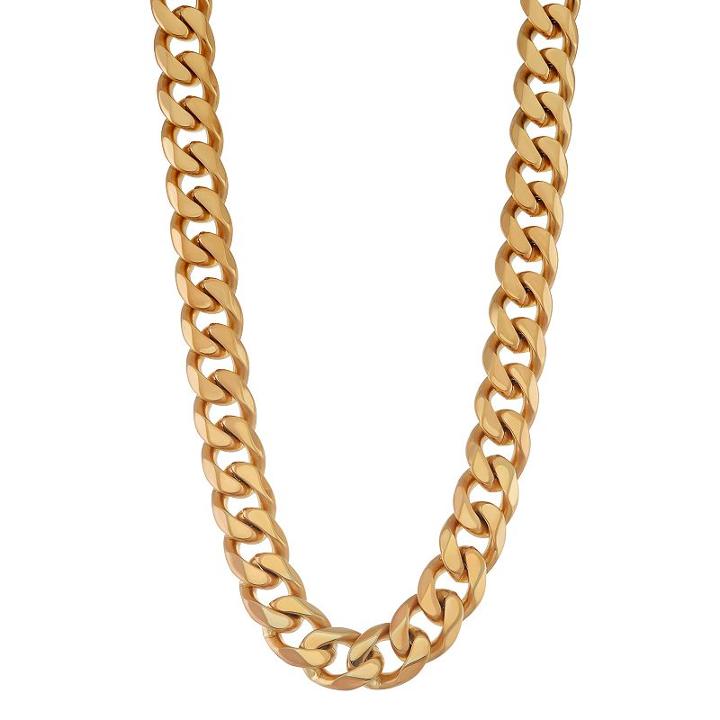 Men's Gold Tone Stainless Steel Curb Chain Necklace, Size: 24