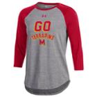 Women's Under Armour Maryland Terrapins Charged Baseball Tee, Size: Medium, Red