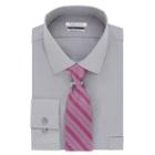 Men's Van Heusen Regular-fit Flex Collar Dress Shirt & Tie, Size: L-36/37, Med Grey