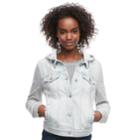 Juniors' Mudd&reg; Knit Sleeve Hood Jean Jacket, Teens, Size: Large, Blue