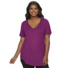 Juniors' Plus Size Mudd&reg; V-neck Shirttail Tunic Tee, Girl's, Size: 1xl, Pink