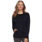 Women's Sonoma Goods For Life&trade; Pajamas: Cowlneck Banded-bottom Sweatshirt, Size: Large, Black