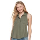Juniors' Mudd&reg; Embroidered Twill Blouse, Girl's, Size: Xs, Lt Green