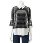 Women's Elle&trade; Mock-layer Split Back Top, Size: Medium, Black
