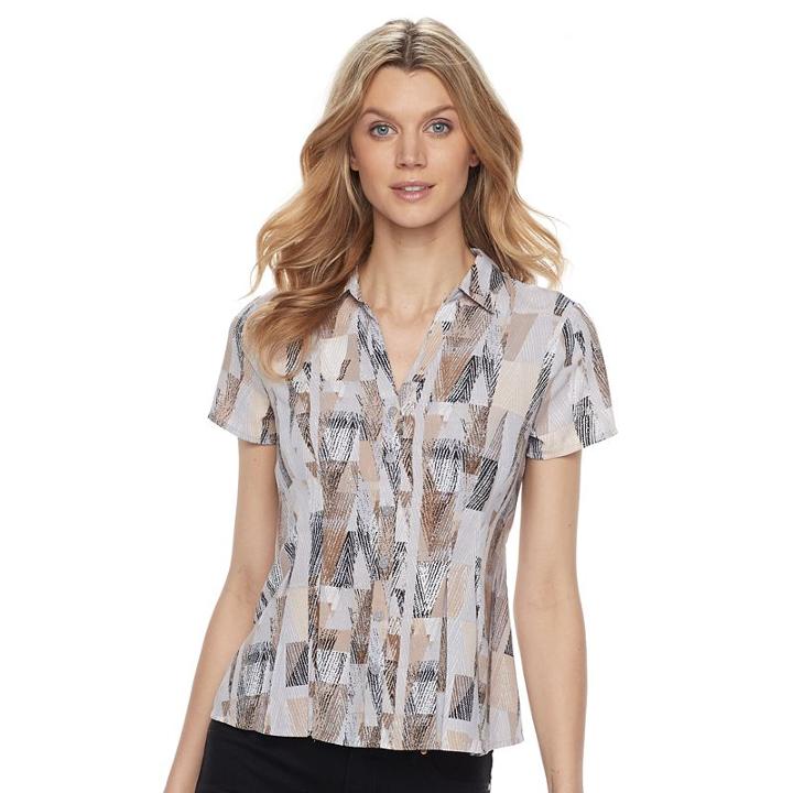 Petite Dana Buchman Release-pleat Blouse, Women's, Size: L Petite, Silver