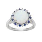 Sterling Silver Lab-created Opal Halo Ring, Women's, Blue