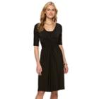 Women's Chaps Solid Knot-front Empire Dress, Size: Xl, Black