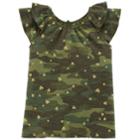 Girls 4-14 Carter's Camo Heart-print Ruffled Top, Size: 4-5, Camo Print
