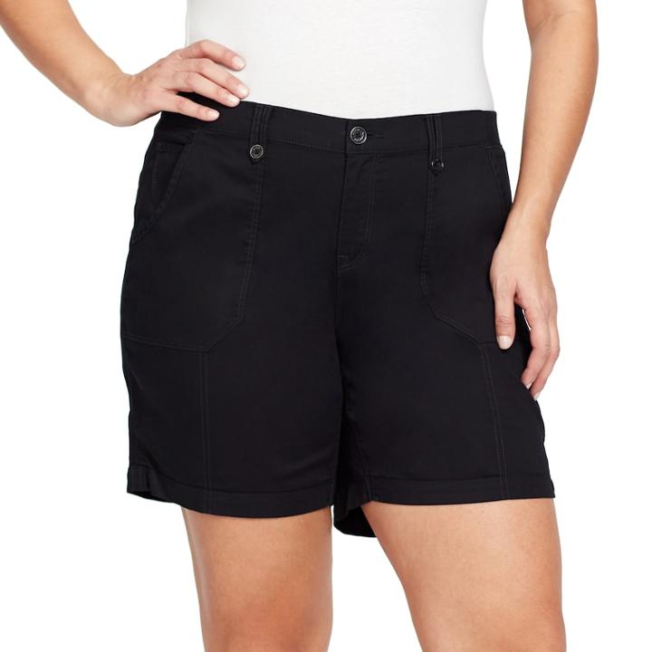 Plus Size Gloria Vanderbilt Cathy Cargo Shorts, Women's, Size: 24 W, Black