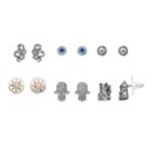 Simply Vera Vera Wang Simulated Crystal Star, Hamsa & Cat Stud Earring Set, Women's, Blue