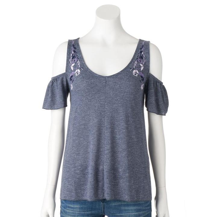 Women's Sonoma Goods For Life&trade; Cold-shoulder Tee, Size: Medium, Dark Blue