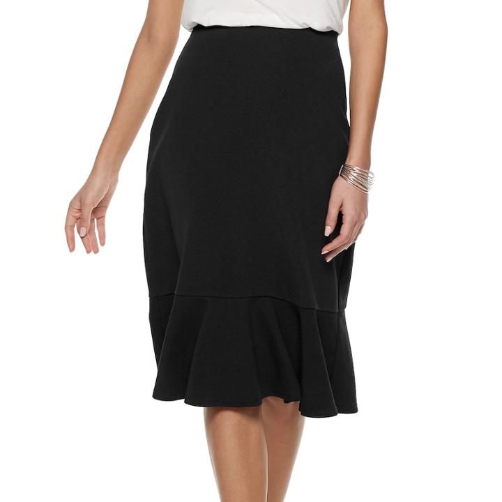 Women's Apt. 9 Tummy Control Ruffle Hem Skirt, Size: Xxl, Black
