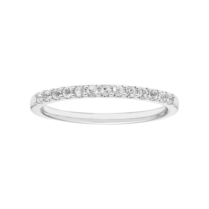 14k White Gold White Sapphire Stackable Ring, Women's, Size: 6
