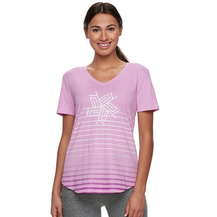 Women's Tek Gear&reg; Dry Tek V-neck Tee, Size: Large, Lt Purple