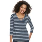 Women's Sonoma Goods For Life&trade; Lace-up Tee, Size: Xxl, Dark Blue