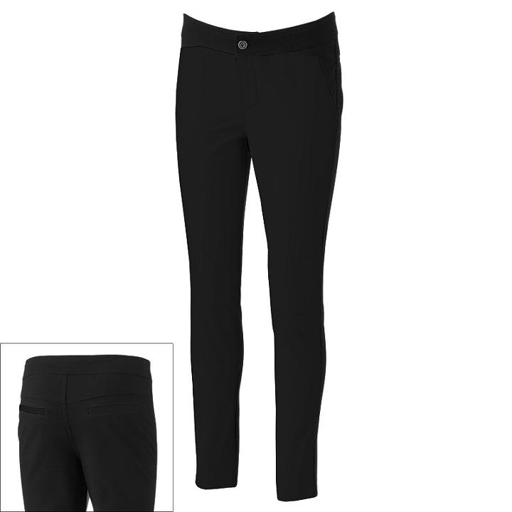 Women's Excelled Colorblock Leather Mixed-media Skinny Pants, Size: Small, Black