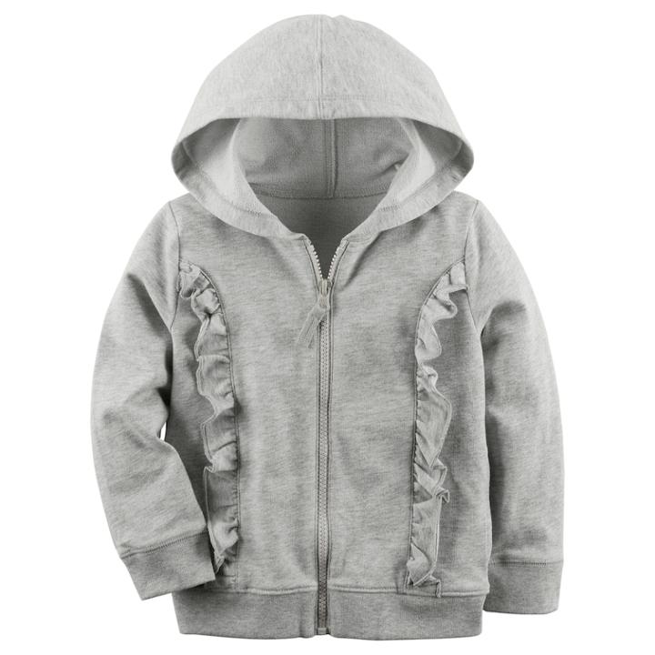 Girls 4-8 Carter's Ruffle Hoodie, Size: 7, Grey