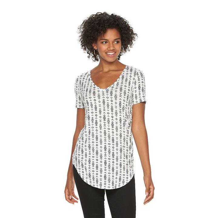 Juniors' Mudd&reg; Short Sleeve V-neck Tee, Girl's, Size: Xs, White Oth