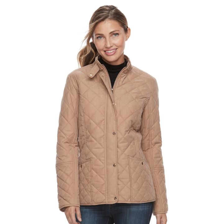 Women's Kc Collections Diamond Quilted Jacket, Size: Xl, Beige Oth