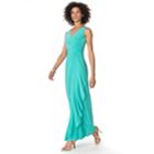 Women's Chaps Surplice Drape-front Full-length Dress, Size: 2, Turquoise/blue (turq/aqua)