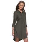 Juniors' So&reg; Twill Utility Shirt Dress, Teens, Size: Medium, Dark Green