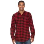 Men's Sonoma Goods For Life&trade; Slim-fit Plaid Flannel Button-down Shirt, Size: Xxl, Dark Red