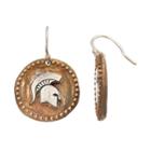 Dayna U Sterling Silver Michigan State Spartans Antiqued Coin Earrings, Women's, Grey