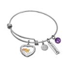 Love This Life Amethyst & Crystal Stainless Steel & Silver-plated #1 Grandma, Heart & Flower Charm Bangle Bracelet, Women's, Grey