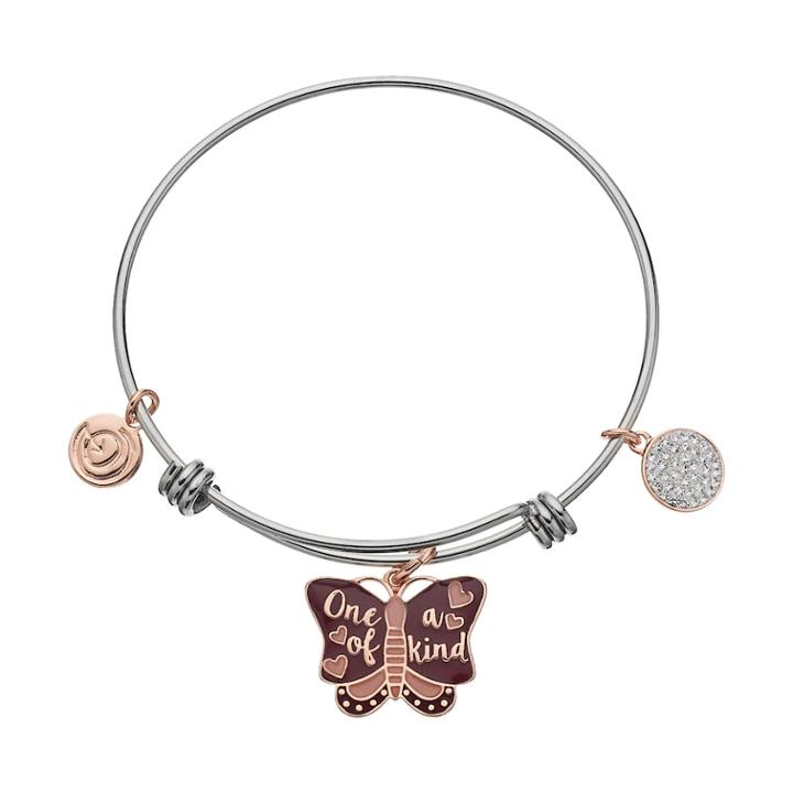 Love This Life One Of A Kind Butterfly Charm Bangle Bracelet, Women's, Silver