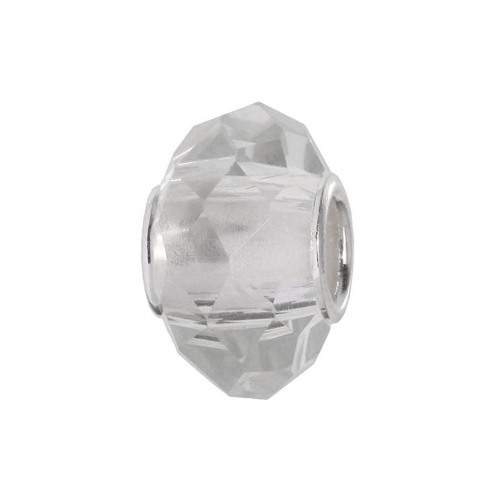 Individuality Beads Sterling Silver Multifaceted Glass Bead, Women's, White