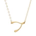 Teeny Tiny By Everlasting Gold 14k Gold Wishbone Necklace, Women's, Size: 17, Yellow