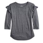 Girls 7-16 So&reg; Ruffle Sleeve Top, Size: 10, Grey (charcoal)