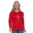 Women's Christmas Crewneck Graphic Tee, Size: Large, Brt Red