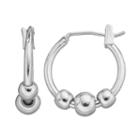 Chaps Triple Beaded Hoop Earrings, Women's, Silver