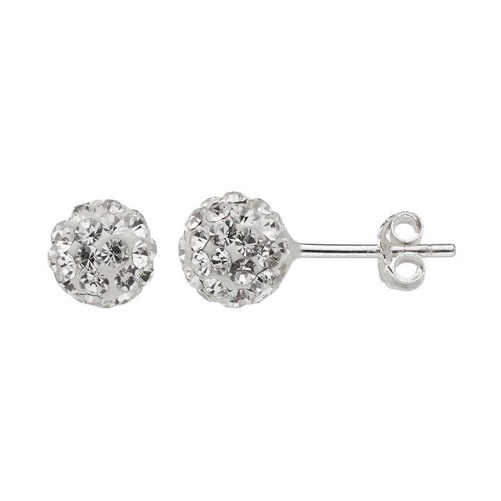 Itsy Bitsy Sterling Silver Crystal Ball Stud Earrings, Women's, Grey