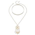Mudd&reg; Dream Catcher Pendant & Lace Choker Necklace Set, Women's, Gold