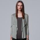 Women's Simply Vera Vera Wang Draped Open Front Cardigan, Size: Medium, Lt Green