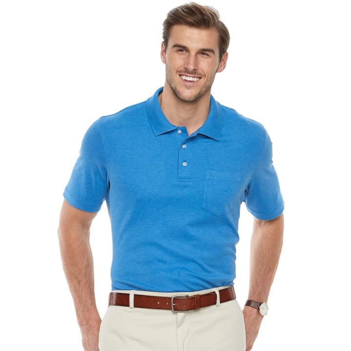 Big & Tall Croft & Barrow&reg; Classic-fit Easy-care Interlock Pocket Polo, Men's, Size: 4xb, Med Blue