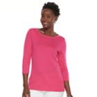 Women's Croft & Barrow&reg; Button-shoulder Boatneck Tee, Size: Xl, Med Pink
