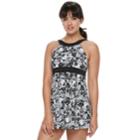 Women's A Shore Fit Hip Minimizer One-piece Swimdress & Semi High-waisted Bottoms Set, Size: 10, Black