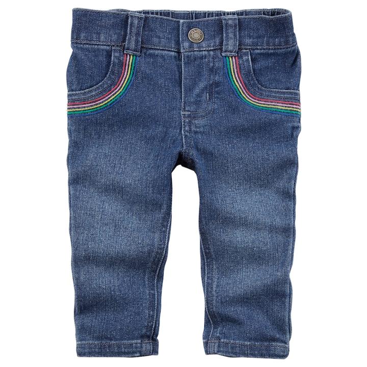 Baby Girl Carter's Rainbow-pocket Jeans, Size: Newborn, Blue