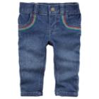 Baby Girl Carter's Rainbow-pocket Jeans, Size: Newborn, Blue