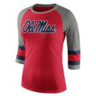 Women's Nike Ole Miss Rebels Striped Sleeve Tee, Size: Medium, Red Other