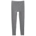 Heathered Ribbed Fleece-lined Leggings - Girls, Girl's, Size: M-l, Med Grey